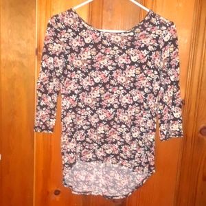 Rainbous and cupcakes black floral blouse